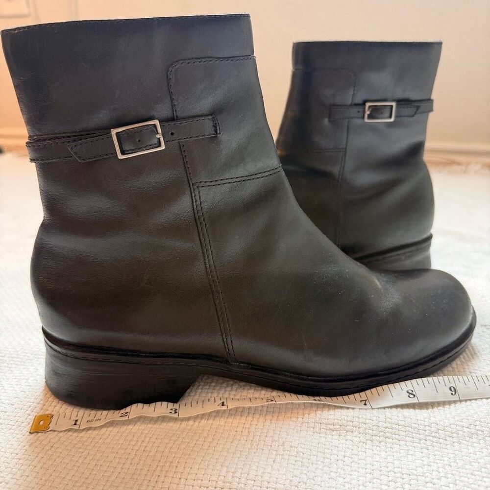 Clarks Black Leather Ankle Boots with Buckle Detail